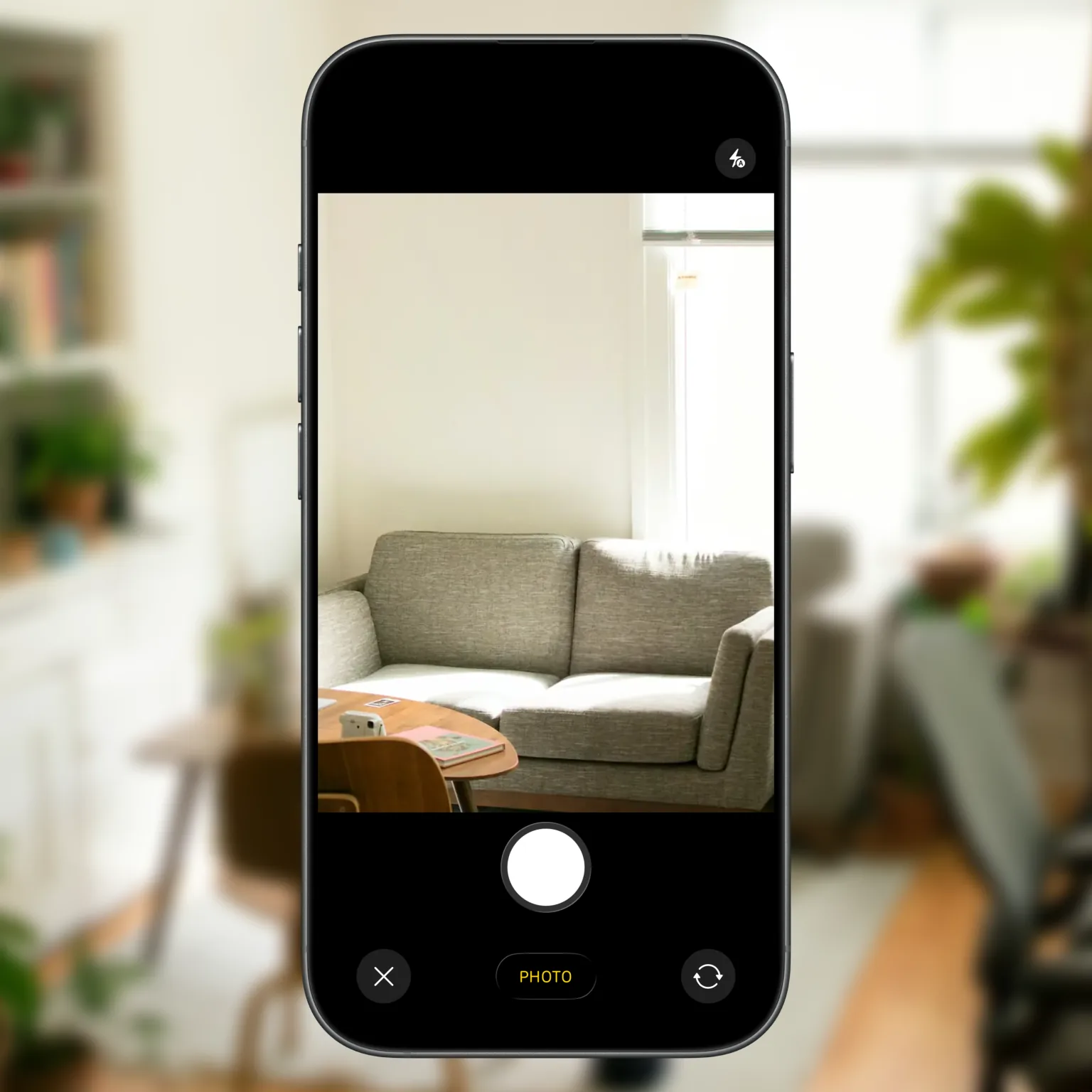 The Girilang iPhone camera open on a room, ready to capture a maintenance or inspection photo